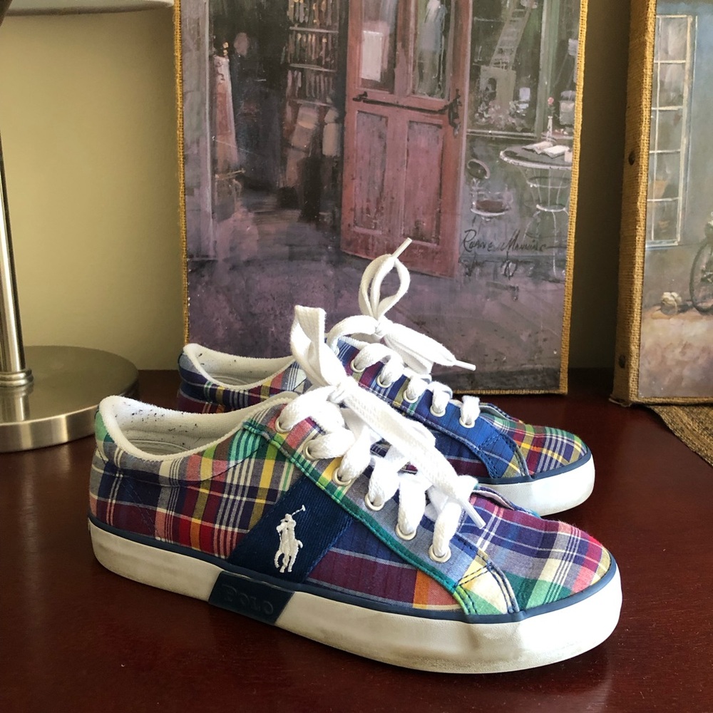 Polo plaid tennis shoe. Gilian Marlin size 7.5